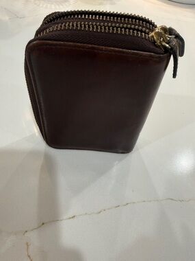 💜 HOBO MINI WALLET  4x4x1.25 DISTRESSED CHOCOLATE SOFT LEATHER ZIP AROUND!